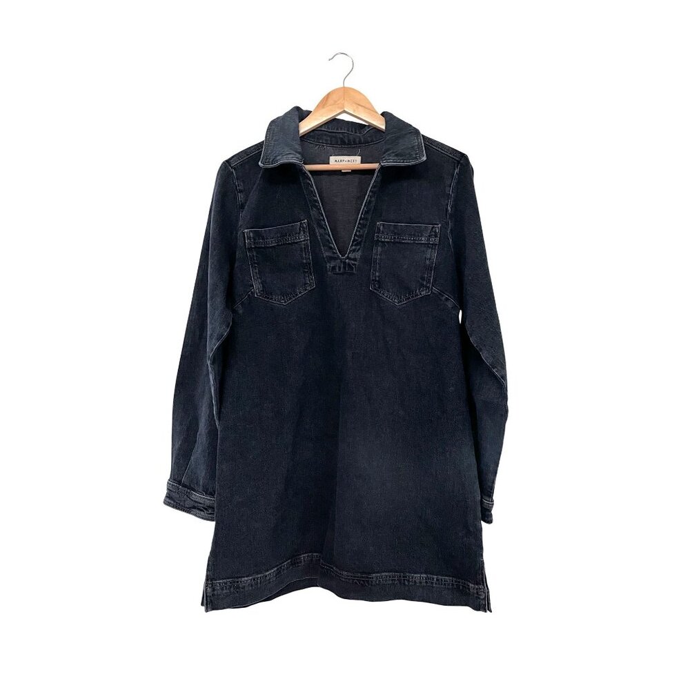 Warp + Weft Women's Western Classic Cotton Blue Denim Tunic Dress Size Small